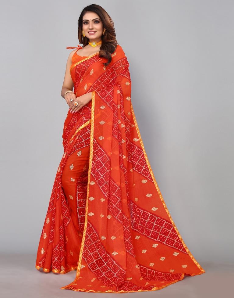 Orange Chiffon Saree | Sudathi