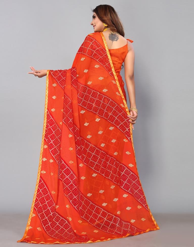 Orange Chiffon Saree | Sudathi