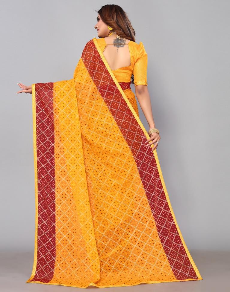 Turmeric Yellow Chiffon Saree | Sudathi