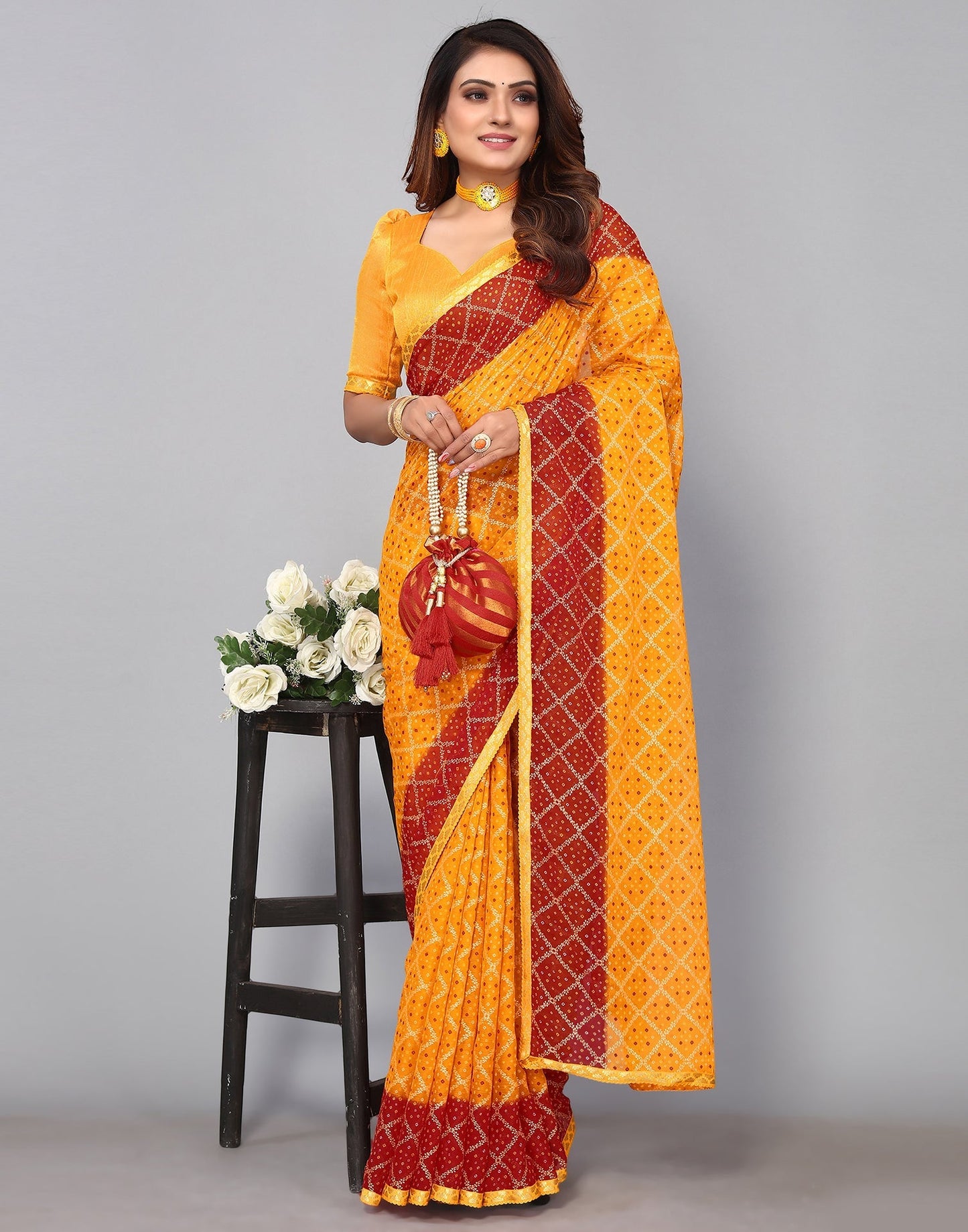Turmeric Yellow Chiffon Saree | Sudathi