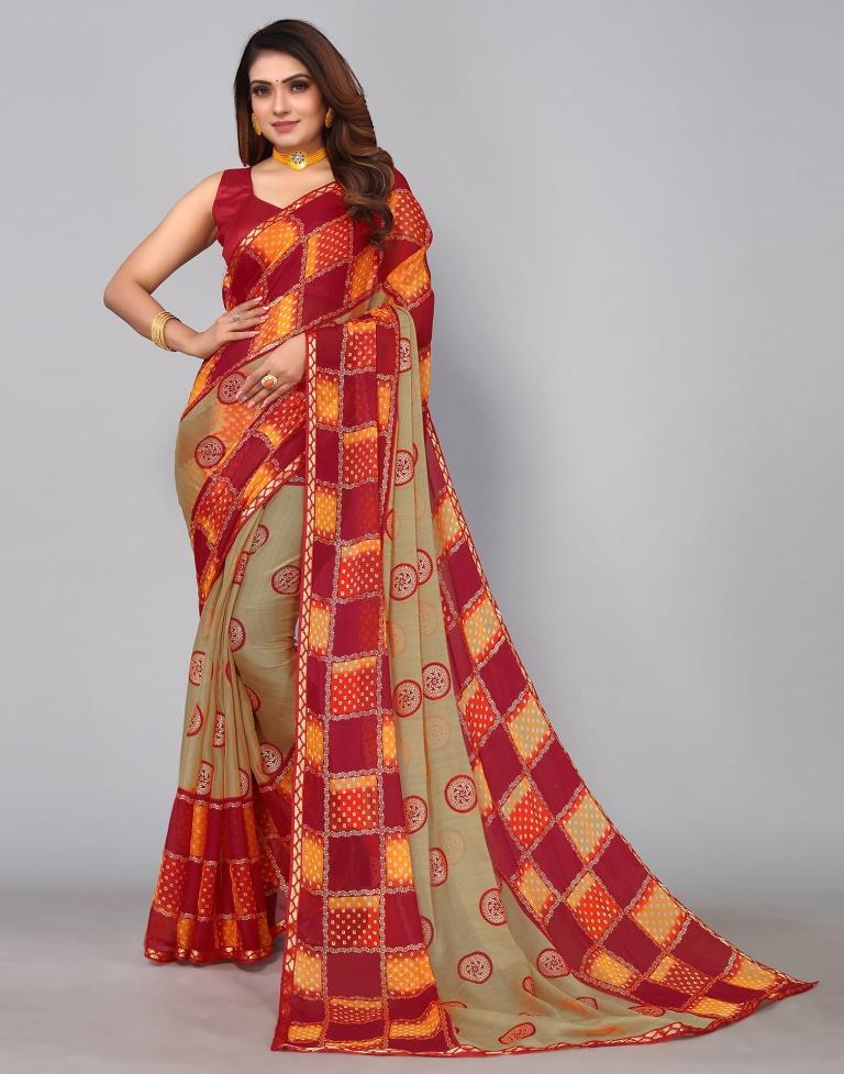 Light Brown Chiffon Saree | Sudathi