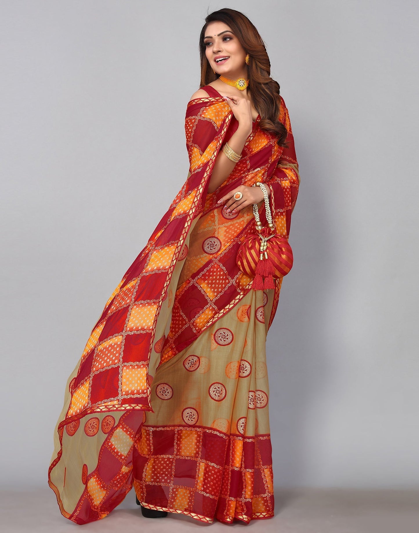 Light Brown Chiffon Saree | Sudathi