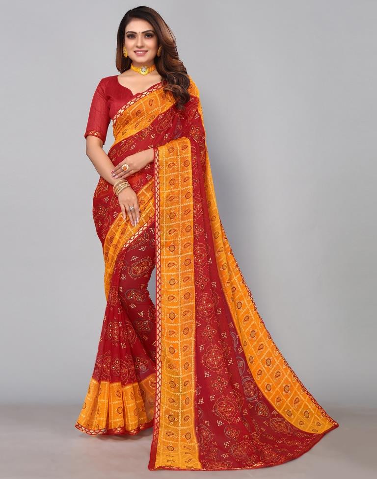 Maroon Chiffon Saree | Sudathi