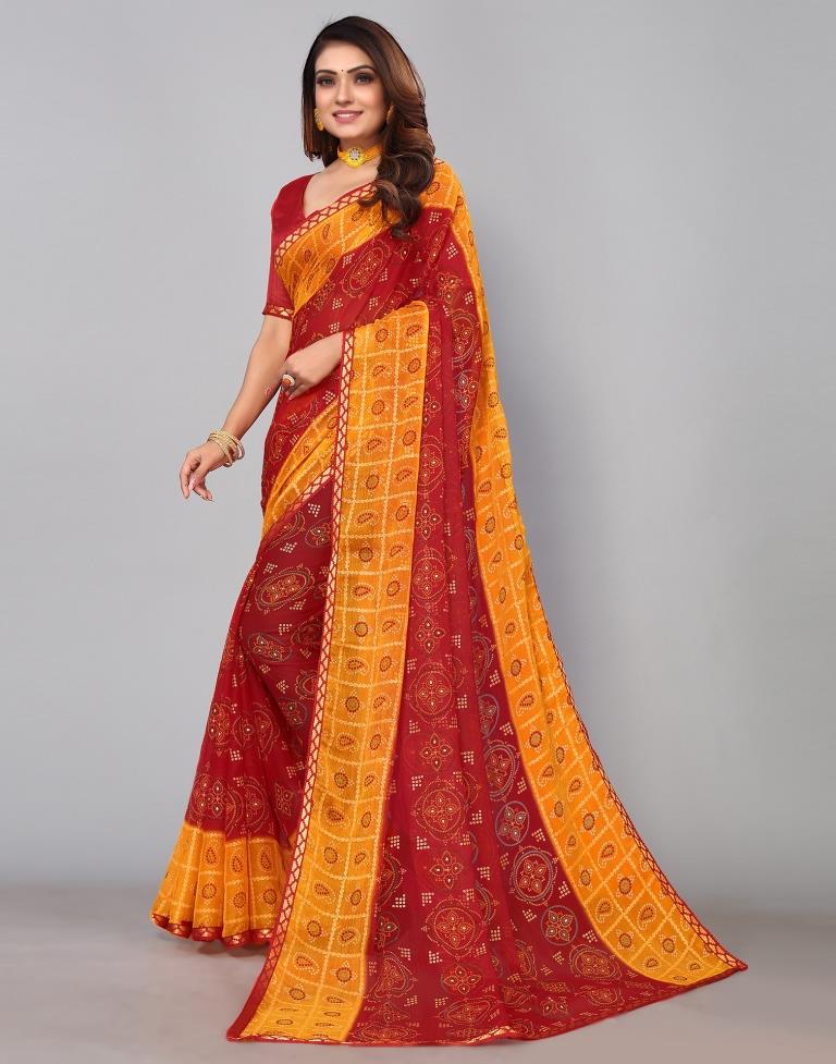Maroon Chiffon Saree | Sudathi