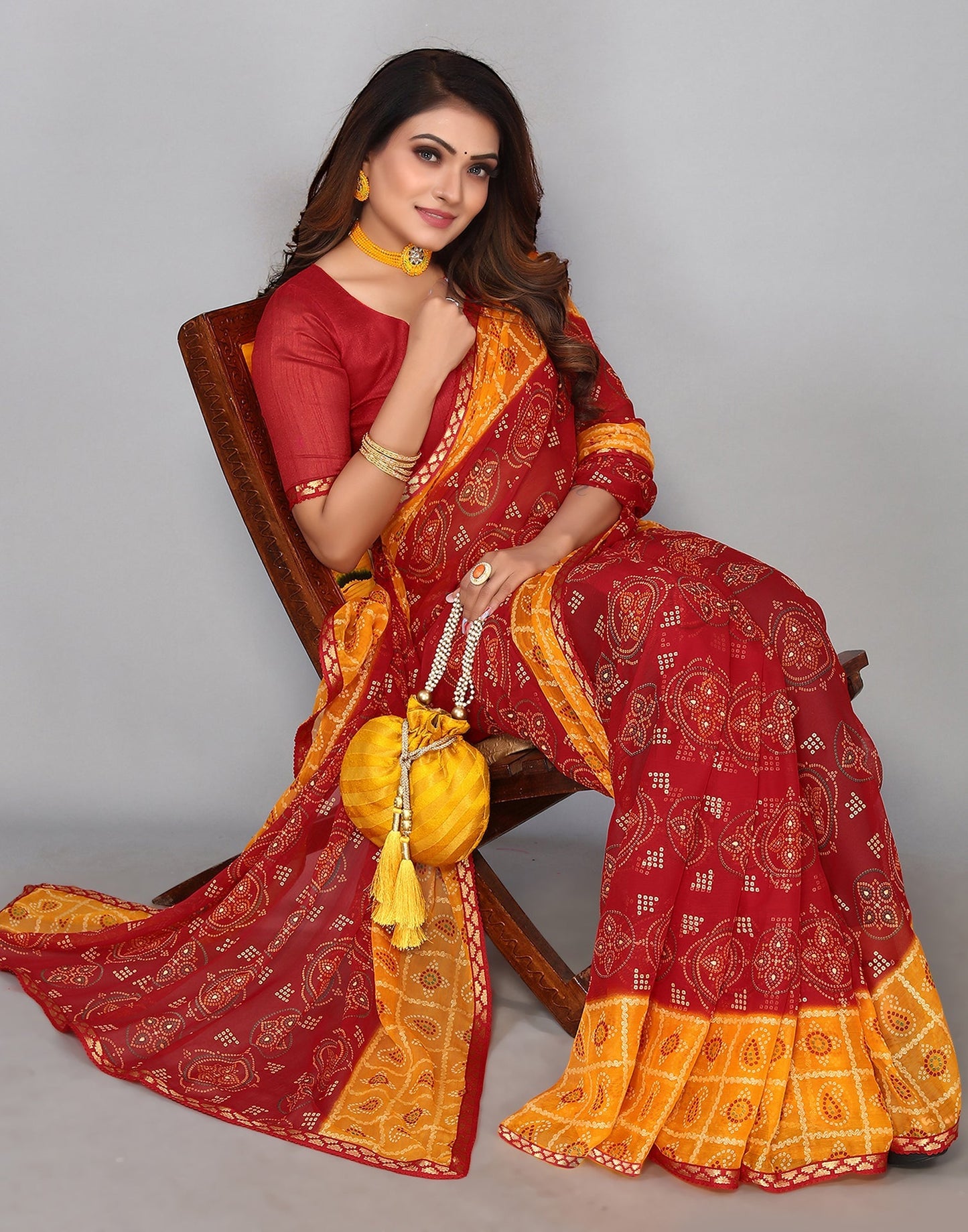 Maroon Chiffon Saree | Sudathi