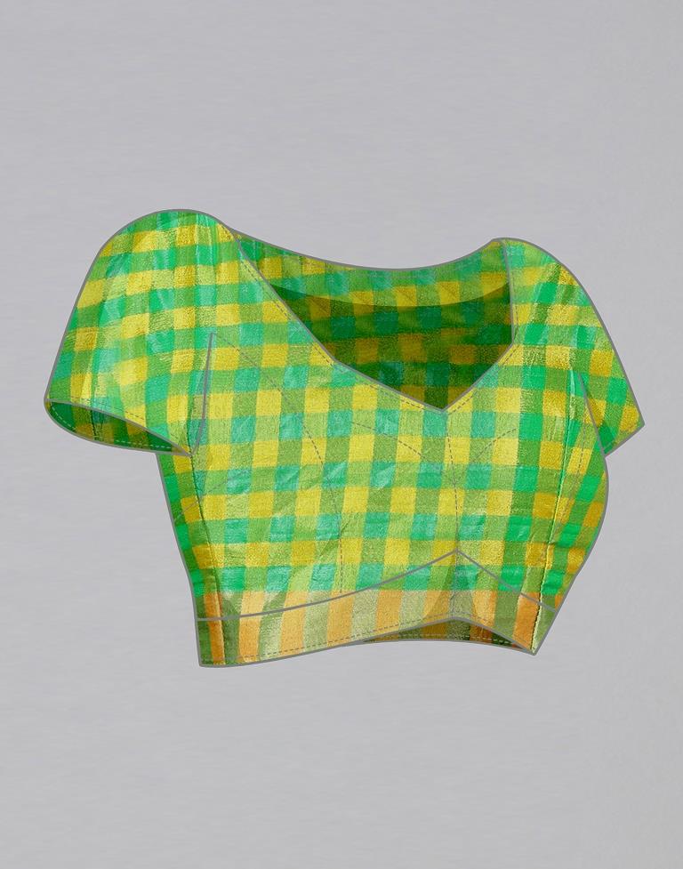 Parrot Green Silk Geometric Woven Saree | Sudathi