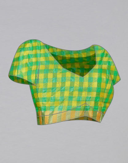 Parrot Green Silk Geometric Woven Saree | Sudathi