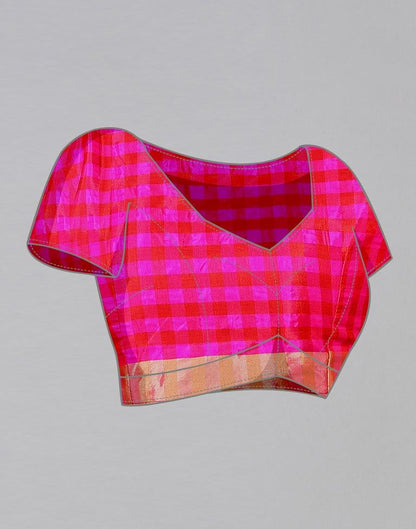 Rani Pink Silk Geometric Woven Saree | Sudathi