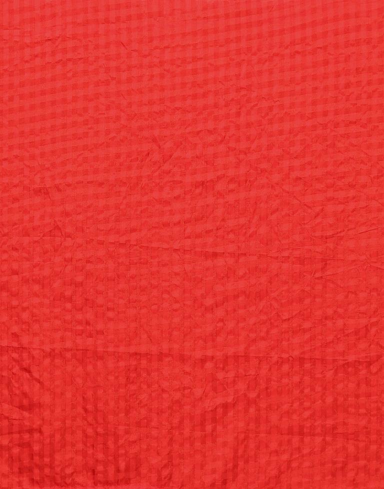 Red Silk Geometric Woven Saree | Sudathi