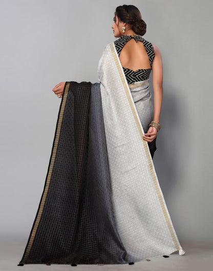 Grey Silk Geometric Woven Saree | Sudathi