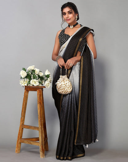 Grey Silk Geometric Woven Saree | Sudathi