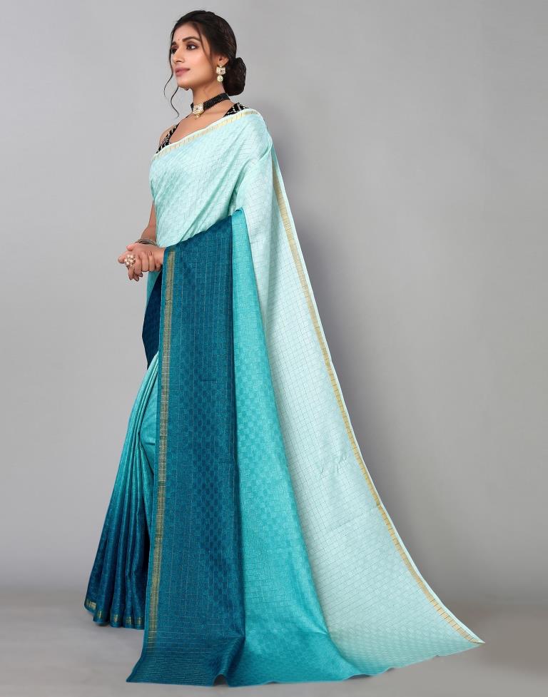 Light Blue Silk Geometric Woven Saree | Sudathi