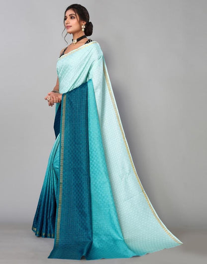 Light Blue Silk Geometric Woven Saree | Sudathi