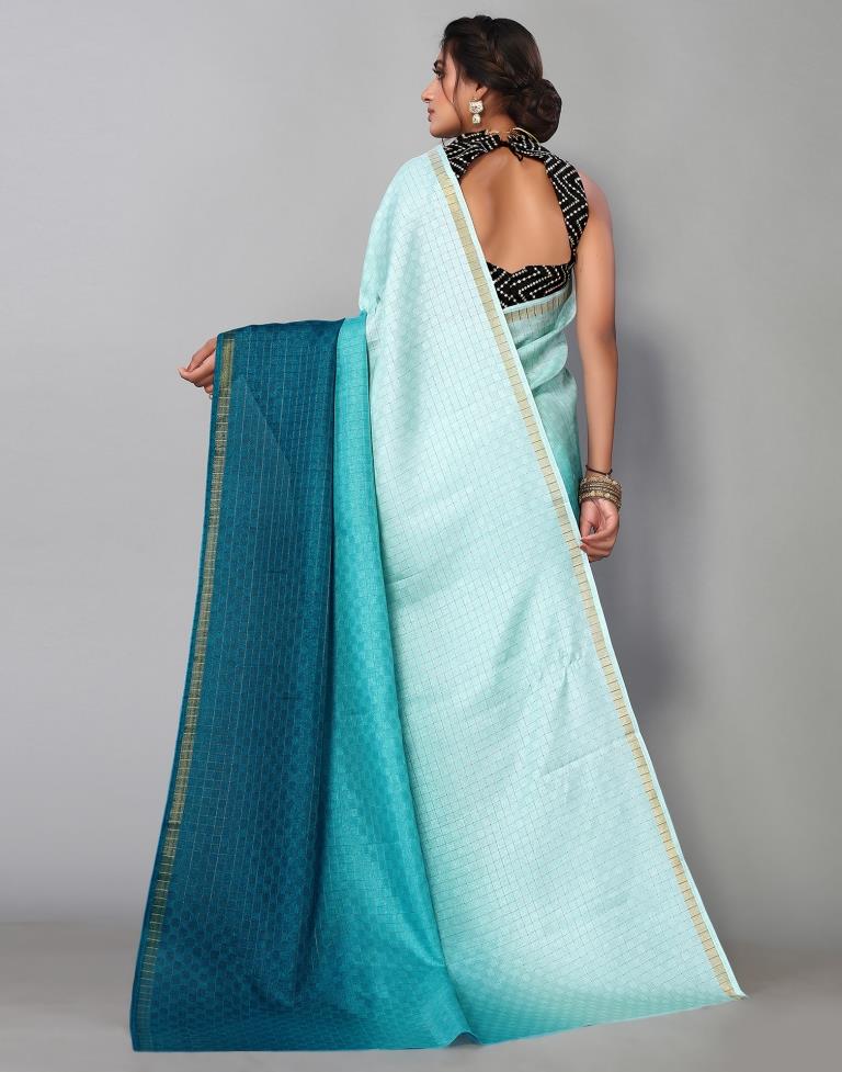 Light Blue Silk Geometric Woven Saree | Sudathi