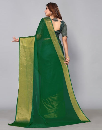 Green Chiffon Plain Saree
