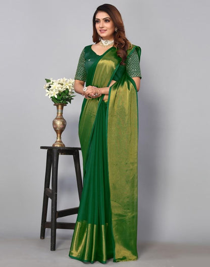 Green Chiffon Plain Saree