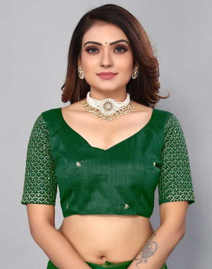 Green Chiffon Plain Saree
