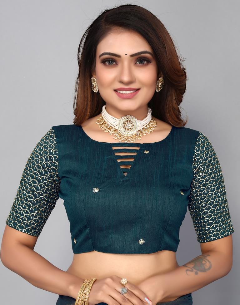 Blue Chiffon Plain Saree