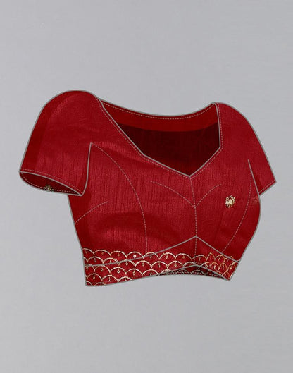 Maroon Chiffon Plain Saree