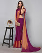 Wine Chiffon Plain Saree