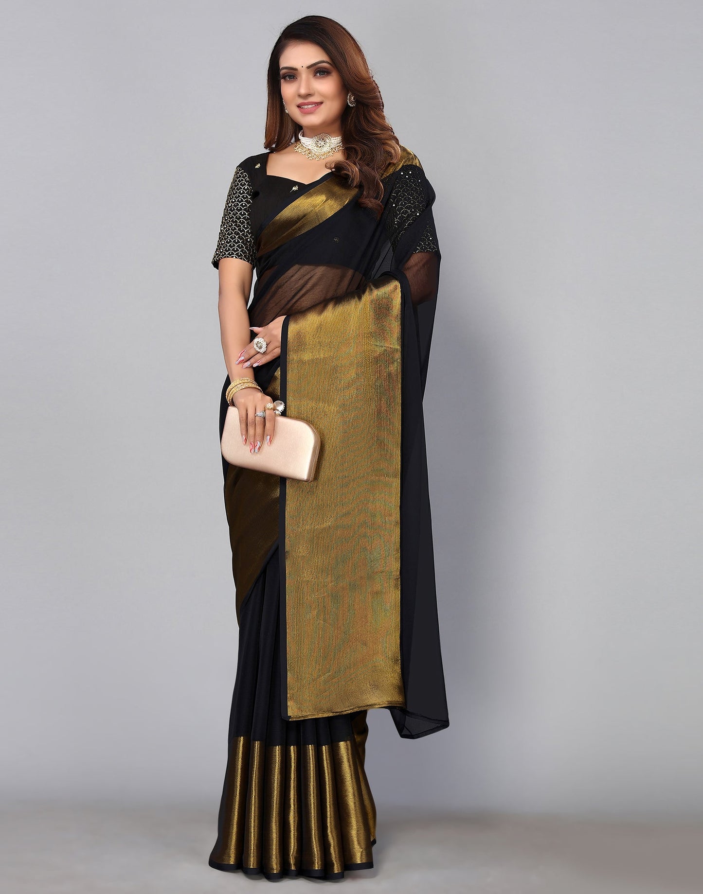 Black Chiffon Saree | Leemboodi