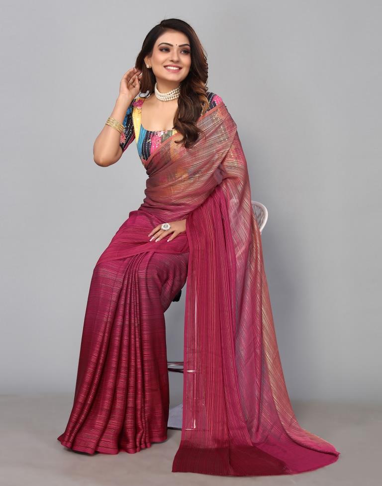 Hot Pink Georgette Saree | Sudathi