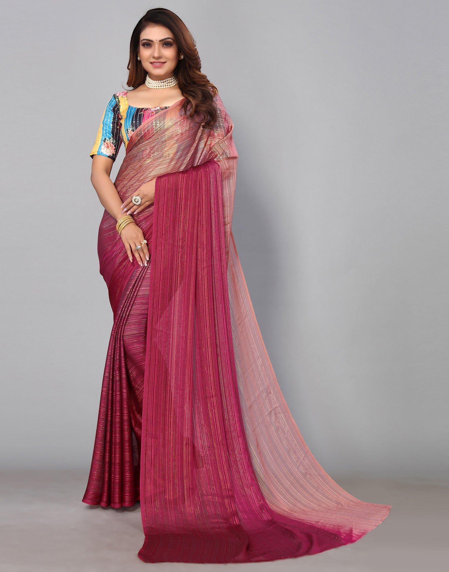 Hot Pink Georgette Saree | Sudathi
