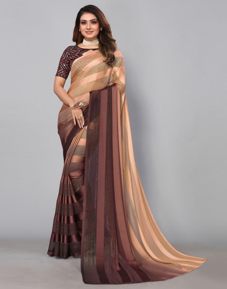 Dark Brown Georgette Saree | Sudathi