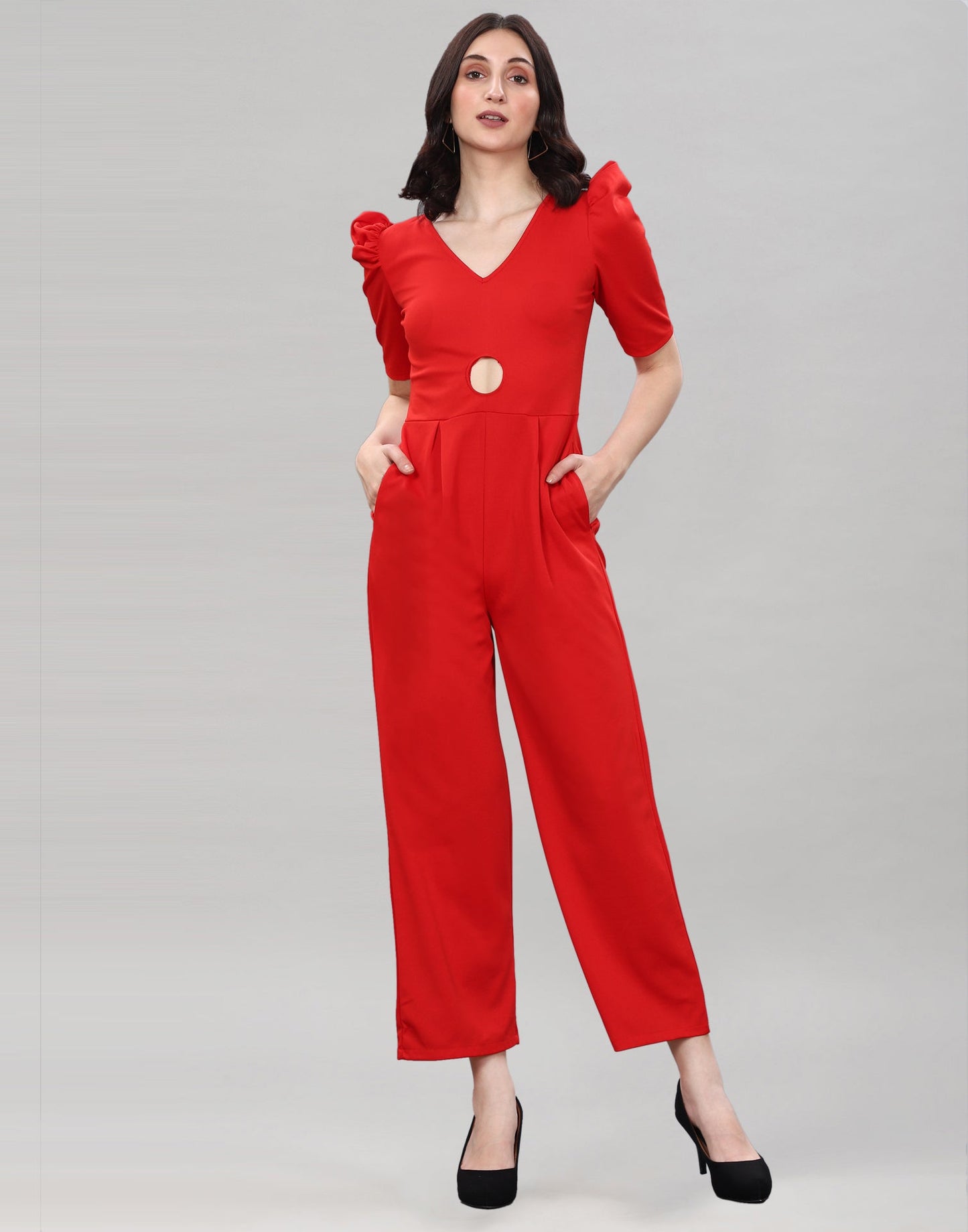 Red Coloured Lycra Knitted Jumpsuits | Sudathi