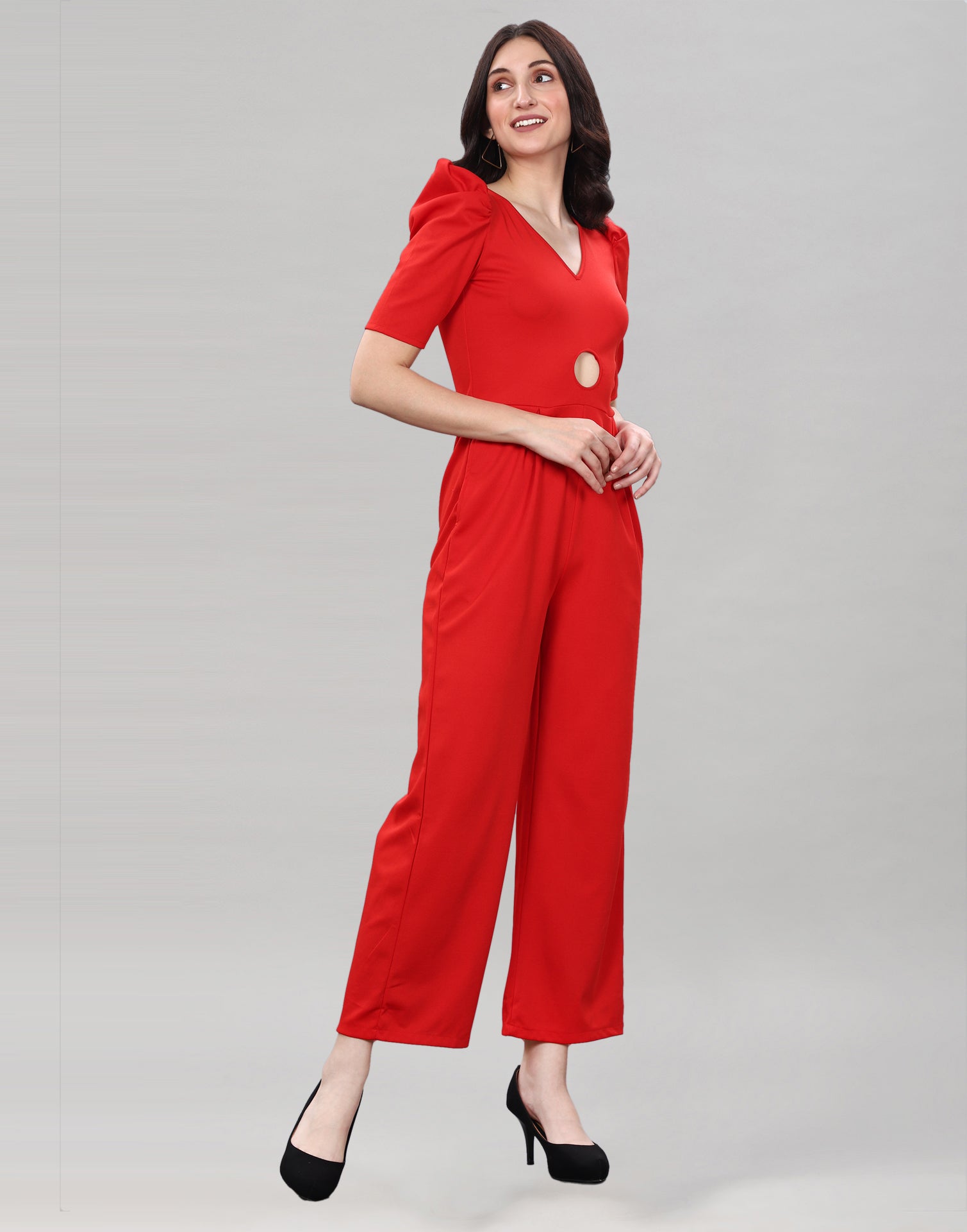 Red Coloured Lycra Knitted Jumpsuits | Sudathi