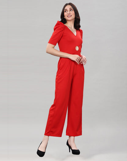 Red Coloured Lycra Knitted Jumpsuits | Sudathi