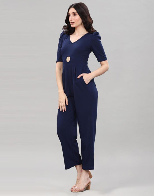 Navy Blue Coloured Lycra Knitted Jumpsuits | Sudathi