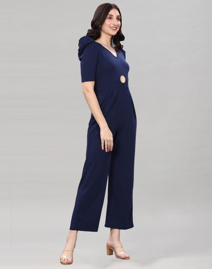 Navy Blue Coloured Lycra Knitted Jumpsuits | Sudathi