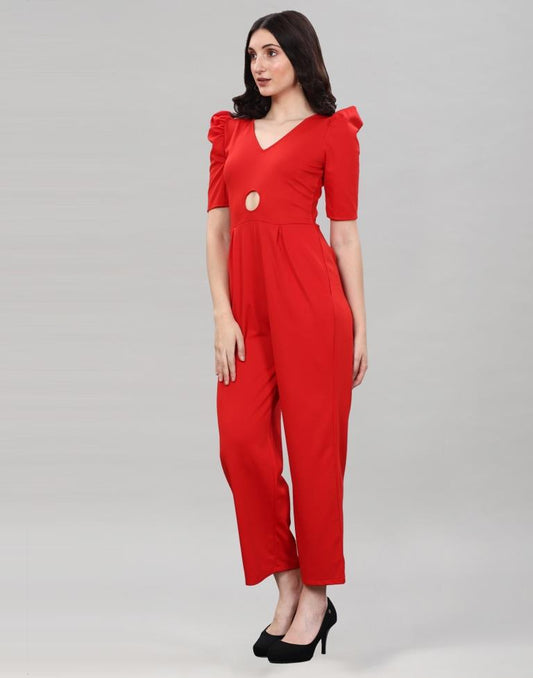 Red Coloured Lycra Knitted Jumpsuits | Sudathi