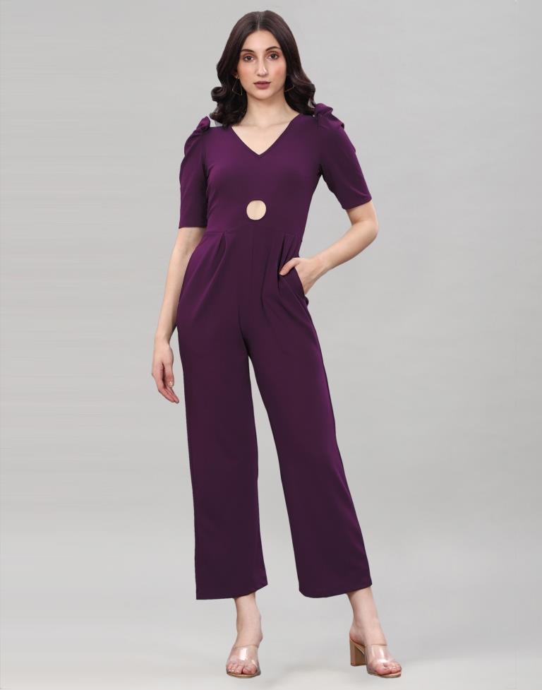 Wine Puff Sleeve Jumpsuits | Sudathi