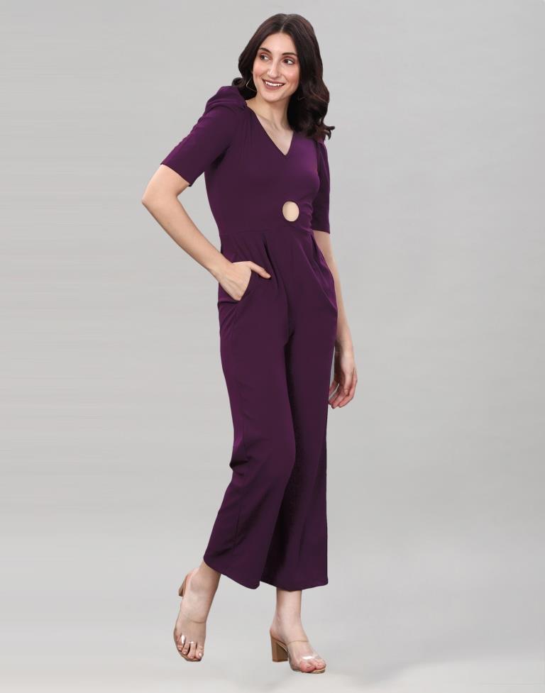 Wine Puff Sleeve Jumpsuits | Sudathi