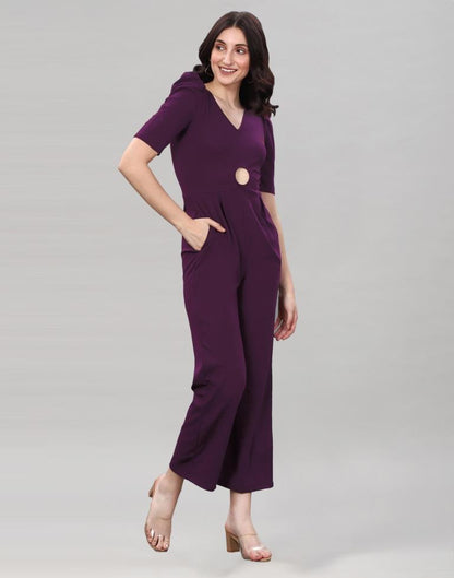 Wine Puff Sleeve Jumpsuits | Sudathi