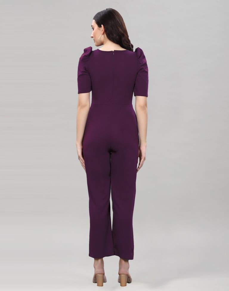 Wine Puff Sleeve Jumpsuits | Sudathi