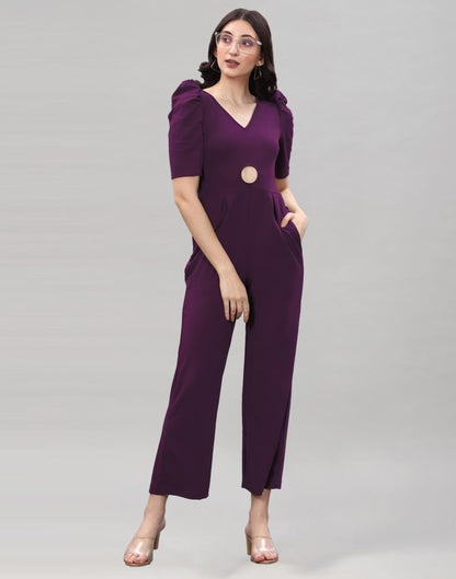 Wine Puff Sleeve Jumpsuits | Sudathi