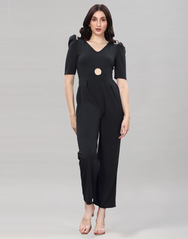 Black Puff Sleeve Jumpsuits | Sudathi