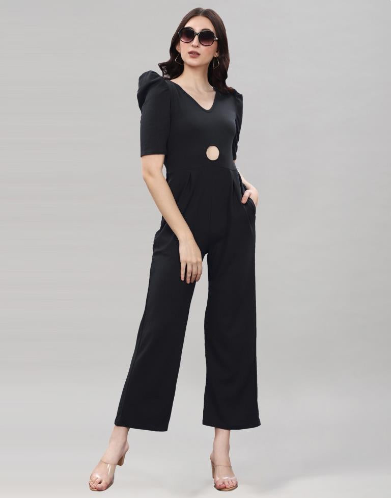 Black Puff Sleeve Jumpsuits | Sudathi