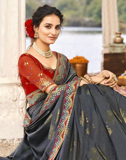 Grey Silk Saree | Leemboodi