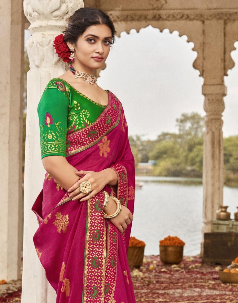 Hot Pink Silk Saree | Leemboodi