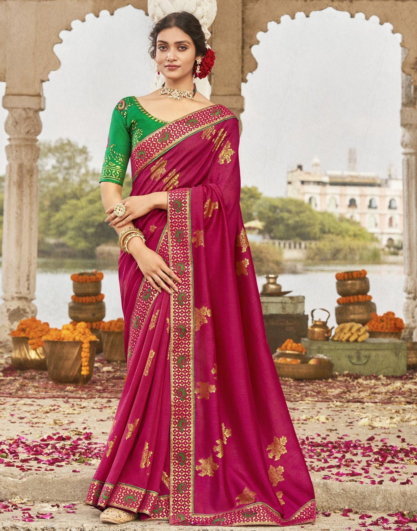 Hot Pink Silk Saree | Leemboodi
