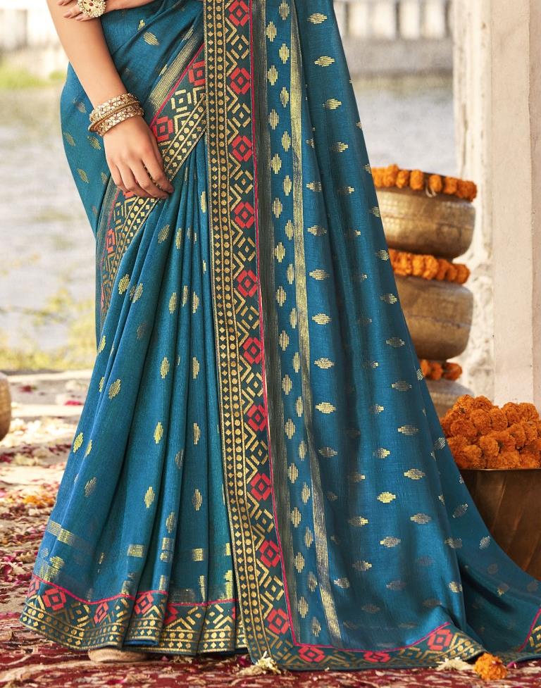 Teal Blue Silk Saree | Leemboodi
