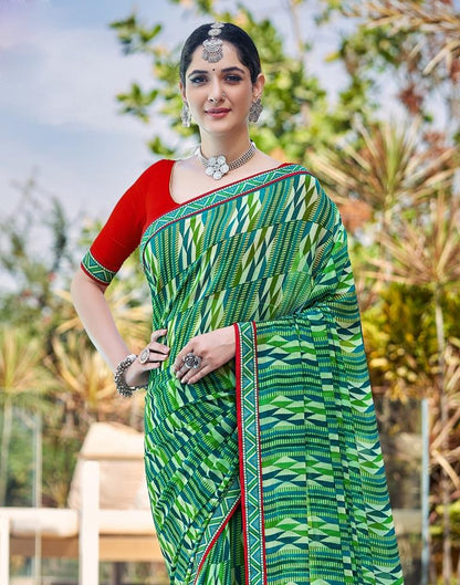 Green Georgette Saree | Sudathi