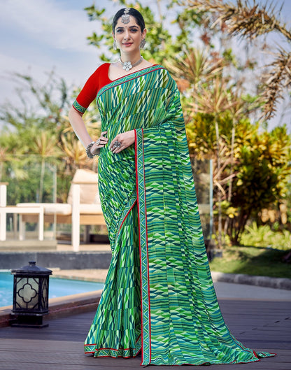 Green Georgette Saree | Sudathi