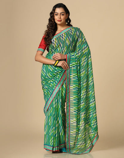 Green Georgette Saree | Sudathi