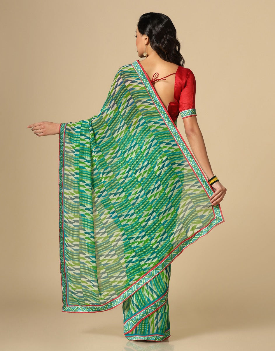 Green Georgette Saree | Sudathi