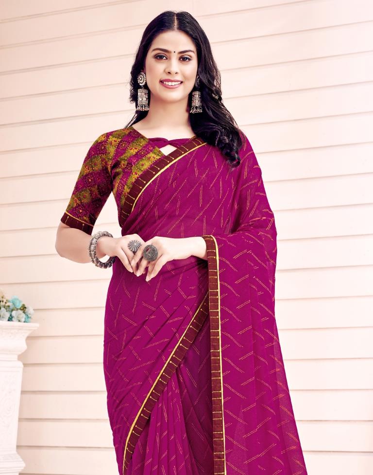 Dark Pink Georgette Saree | Leemboodi
